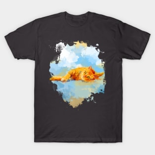 Cat Dream - Orange Tabby Cat Painting T-Shirt